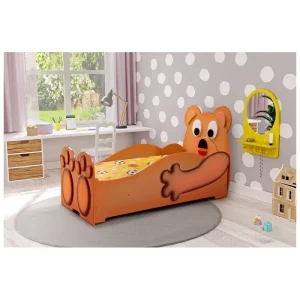 [Teddy Bear Small/Big] Kinderbett in Braun Hochwertiges MDF Kinderzimmer Bett 165x87x88/205x100x100