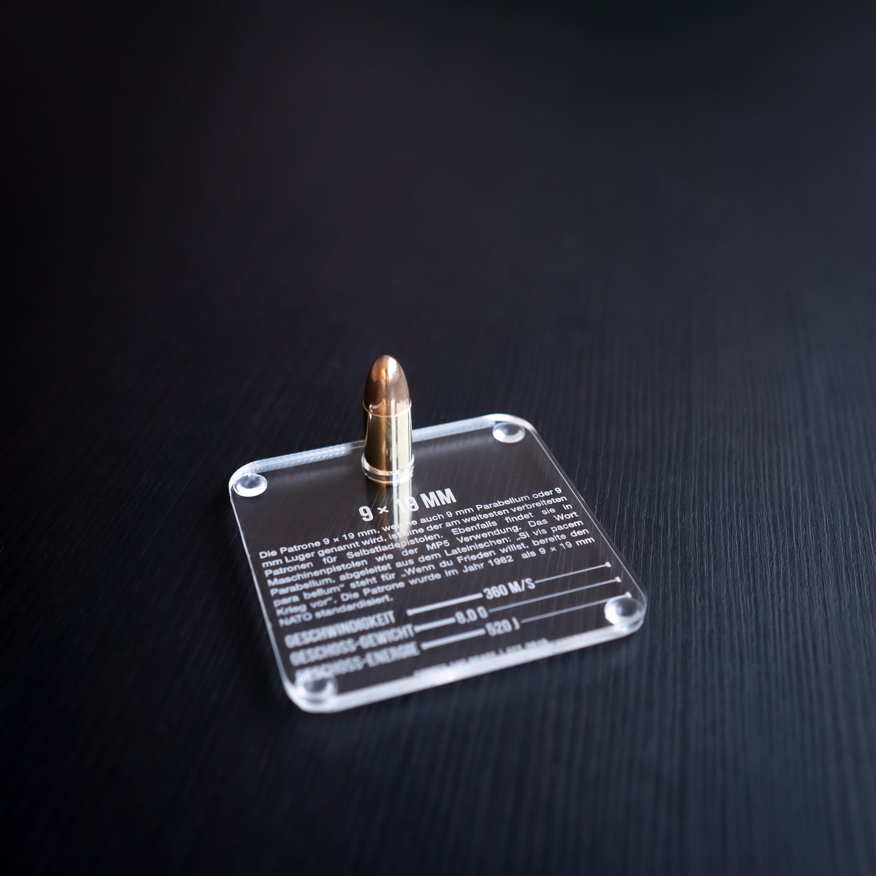9mm Patrone als Anhänger mit Hohlspitz Geschoss Tombak – Bild 7