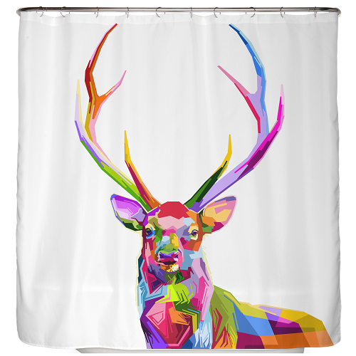 ♻️ Recycling-Duschvorhang Bunter Hirsch 180×200 cm – Bild 2