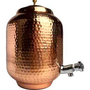 Kupferner Wasserspender mit gehämmertem Muster 8 l