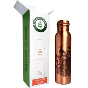 Kupferflasche Peacock Print 950 ml