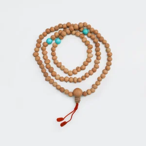 Mala Halskette Rudraksha mit roter Schnur, 108 Perlen, 8 mm