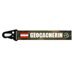 Schlüsselanhänger Karabiner <b>AT GEOCACHERIN Logo</b>
