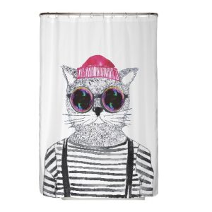 ♻️ Recycling-Duschvorhang Hipster Katze Berlin 120×200 cm